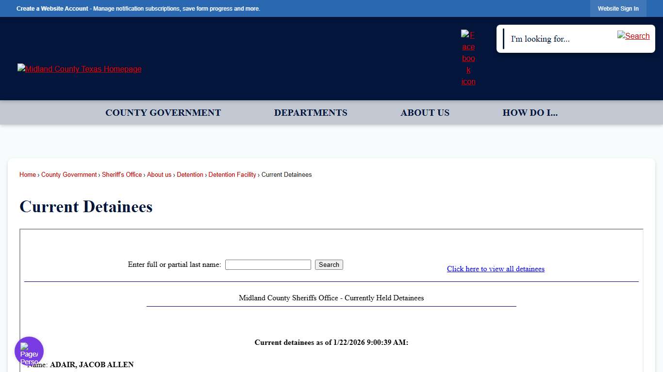 Current Detainees Midland County, TX